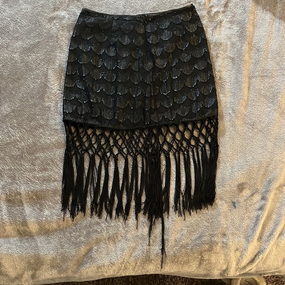 ASTR Black fringe Mini Skirt - Picture 2 of 6